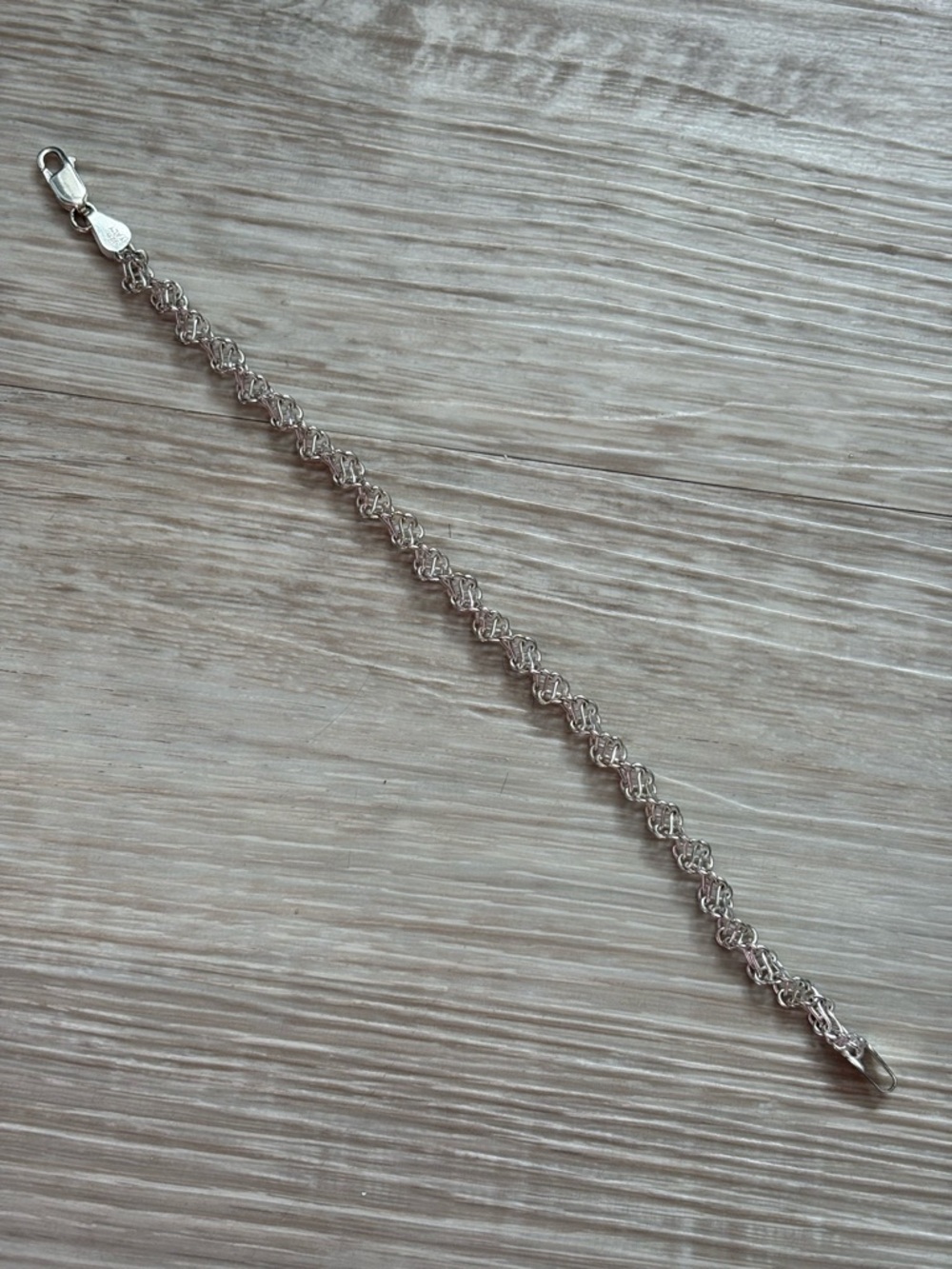 Vintage Italian Sterling Silver Rope Link Bracelet - Picture 4 of 7